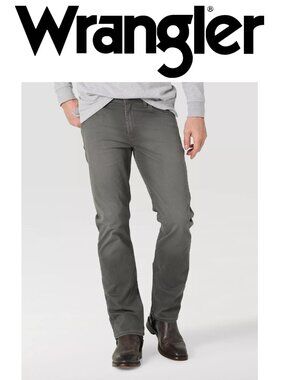 Wrangler Jeans Co Men's 30 x 30 Stretch 5 Pocket Straight Fit Pants Slate Gray